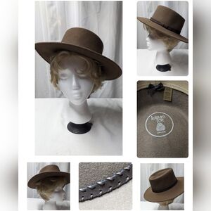 Leisure felt wool brown with woven leather embellishments